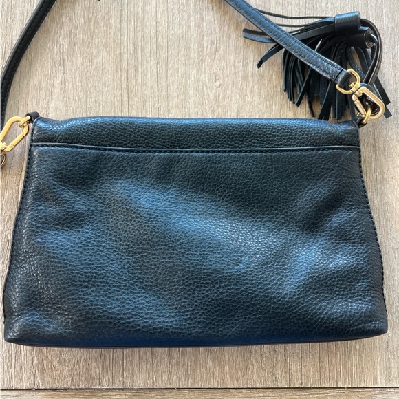 TORY BURCH Black Leather Fold Over Crossbody bag - Picture 7 of 8